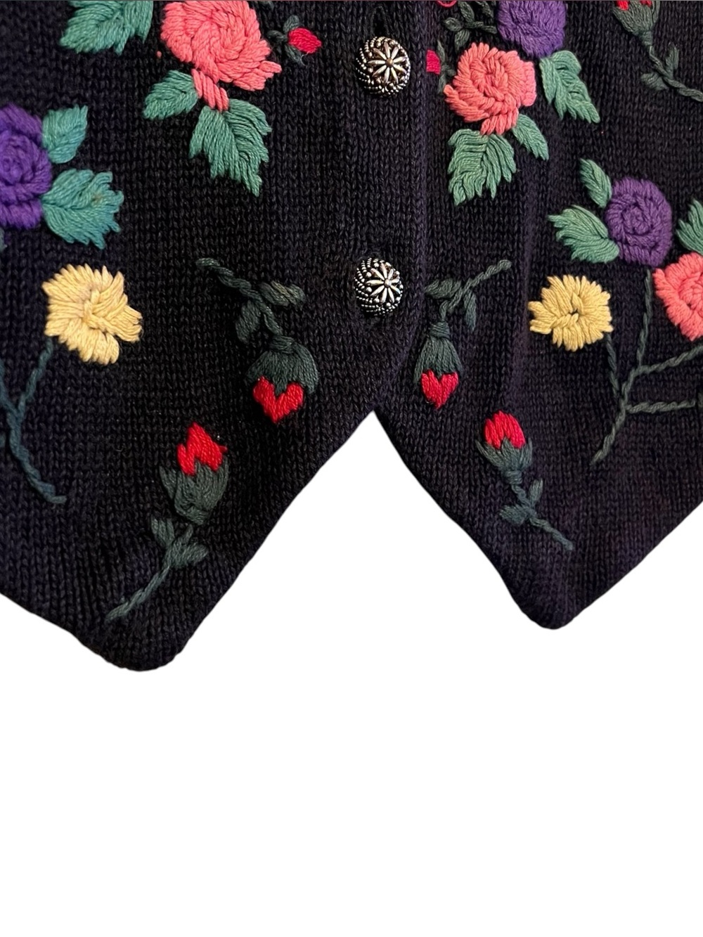 Vintage Sostanza Floral Embroidered Sweater Vest Small Cottagecore - Picture 5 of 7